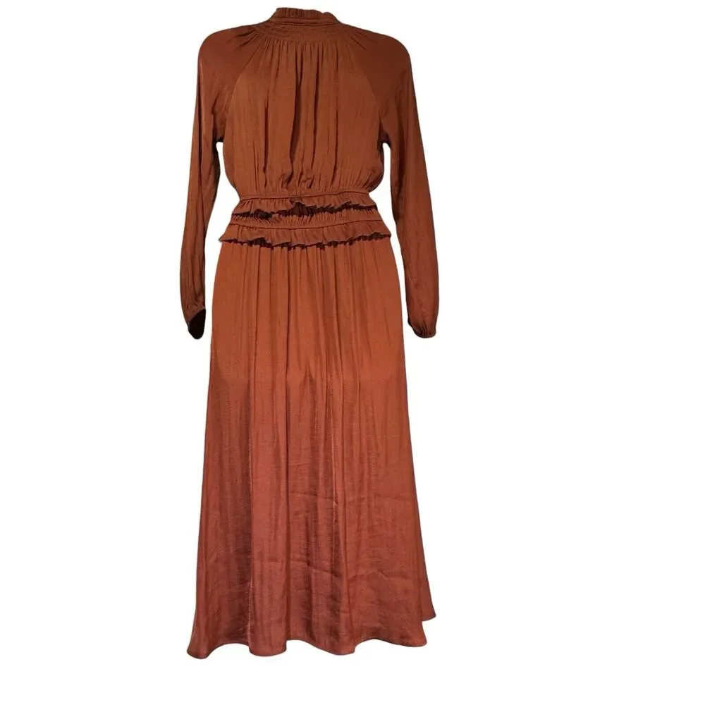 Adyson Parker Brown V-neck long sleeve maxi dress Size XS